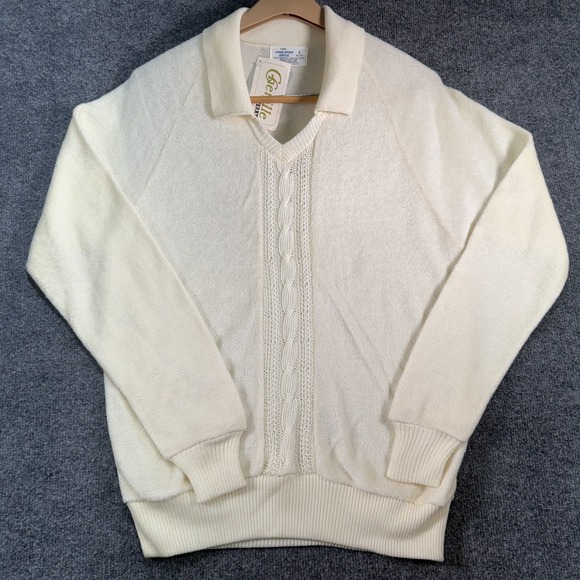 Zefran Other - Vintage Zefran Chenille Terry Knit Sweater Mens Large Beige 80's Made in USA NOS